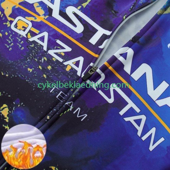 Astana Qazaqstan 2024 Mænd Bib Cykeltøj Sæt Vinter