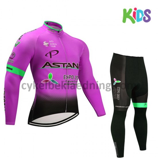 Cykeltøj Sæt Lange 2017 Astana Pro Team Børn M003